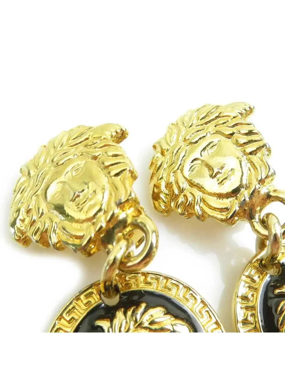 Auth Versace Medusa Earrings Gold/Black #302695V21B